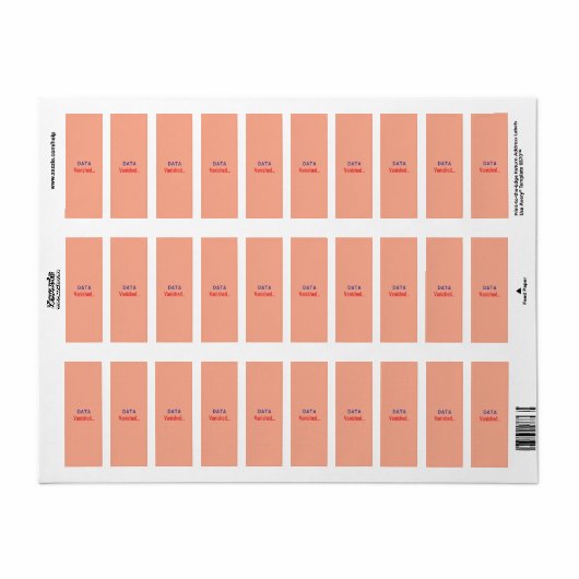 Data verdwenen tekst vloerkleden etiket (Full Sheet)