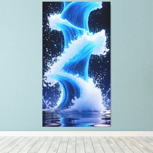 data wave formation and dissipation canvas afdruk (Insitu (Houten vloer))