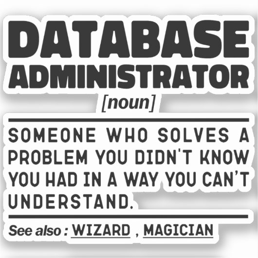 Databasebeheerder Zelfstandig naamwoord Coole Werk Sticker (Voorkant)