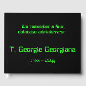 Databasebeheerderscondoleances Guestbook Gastenboek (Voorkant)