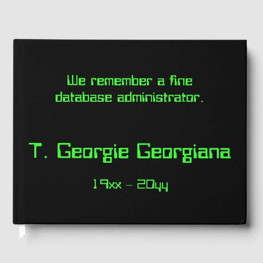 Databasebeheerderscondoleances Guestbook Gastenboek (Voorkant)