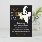 Datablad Faced Halloween Party Kaart (Staand voorkant)