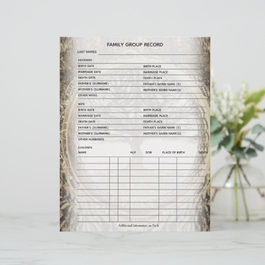 Datablad Familieboom-genealogon (Staand voorkant)