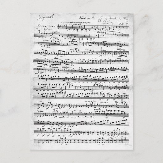 Datablad Music for the Overture to 'Egmont' Briefkaart (Voorkant)