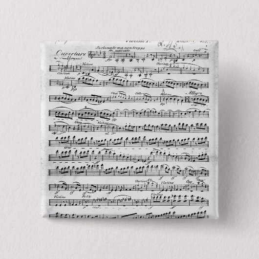 Datablad Music for the Overture to 'Egmont' Vierkante Button 5,1 Cm (Voorkant)