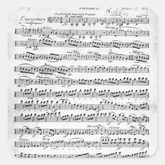 Datablad Music for the Overture to 'Egmont' Vierkante Sticker (Voorkant)