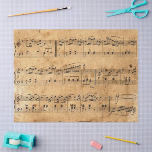 Datablad Music  Parchment Background Decoupage Tissuepapier (Craft)