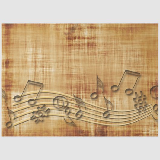 Datablad Music Rustic Gold Background-decoupage Tissuepapier (Voorkant)