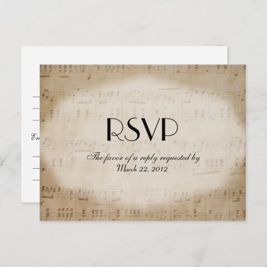 Datablad Music Theme RSVP-keuzen Uitnodiging Briefkaart (Voorkant / Achterkant)