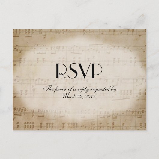 Datablad Music Theme RSVP-keuzen Uitnodiging Briefkaart (Voorkant)