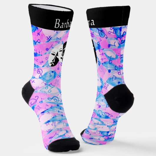 Datablad Muziek- en comedy- en tragische-maskermon Sokken (Gebogen)