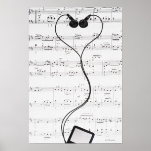 Datablad Muziek en hoofdtelefoon Poster