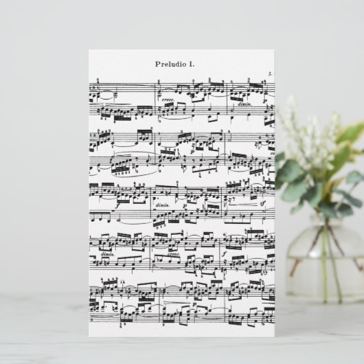 Datablad Muziek naar Bach Briefpapier (Staand voorkant)