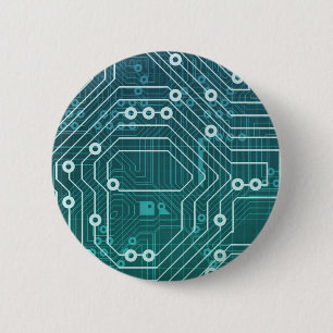 Datanetwerk circuitbord ronde button 5,7 cm