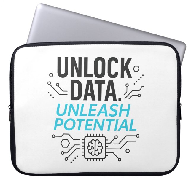 Datarevolutie: Abstracte AI potentiële matrixtechn Laptop Sleeve (Voorkant)