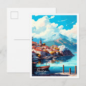 Datca Turkije vintage reisillustratie Briefkaart (Voorkant / Achterkant)