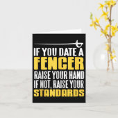 Date A Fencer Raise Standards Funny Sword Quote Ta Kaart (Gele Bloem)