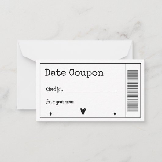 Date Coupon Notitiekaartje (Voorkant)