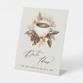 Date Ideas Floral Coffee Vrijgezellenfeest Reclamebord Met Voetstuk