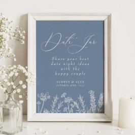 Date Jar Bruidsbloem Lichtblauw Bruiloftfeest Poster