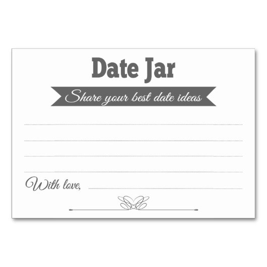 Date Jar Ideeën Trouwkaarten Tafel Kaarten - Grijs (Voorkant)