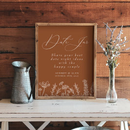 Date Jar Verbrande Sinaasappel Wilde Bloem Bruidsd Poster