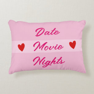 Date Movie Nights Typografie Girly Pink Accent Kussen