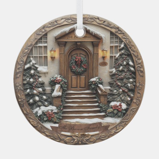 (date&name) mooi gebeeldhouwd/3D-look Glas Ornament (Voorkant)