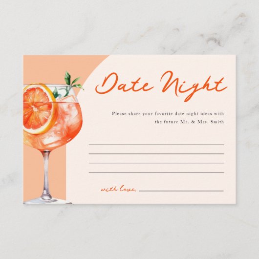 Date Night Aperol Spritz Vrijgezellenfeest Informatiekaartje (Voorkant)