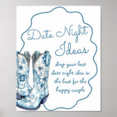 Date Night Ideas Chinoiserie Boots Vrijgezellenfee Poster (Voorkant)