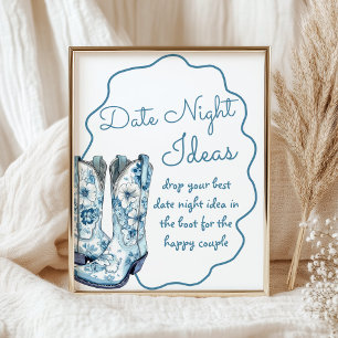 Date Night Ideas Chinoiserie Boots Vrijgezellenfee Poster