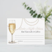 Date Night Ideas Parels Prosecco Vrijgezellenfeest Informatiekaartje (Staand voorkant)