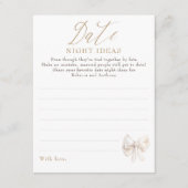 Date Night Ideas Whimsical Bow Bridal Shower Game Informatiekaartje (Voorkant)