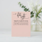 Date Night Ideeën Elegant Blush Roze Advies Kaart (Staand voorkant)