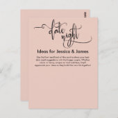 Date Night Ideeën Elegant Blush Roze Advies Kaart (Voorkant / Achterkant)