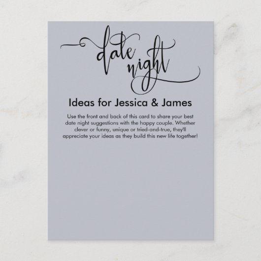 Date Night Ideeën Elegant Dusty Blue Advies Kaart (Voorkant)