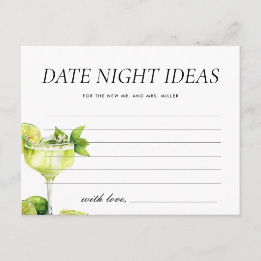 Date Night Ideeën Mexicaanse Fiesta Vrijgezellenfe Informatiekaartje (Voorkant)