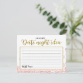 Date Night Ideeën | Roze en Gouden Glitter Bloemen Kaart (Staand voorkant)