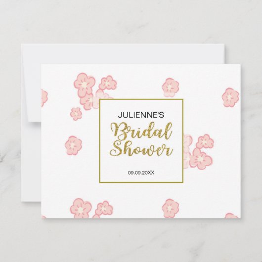 Date Night Ideeën | Roze en Gouden Glitter Bloemen Kaart (Achterkant)