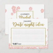 Date Night Ideeën | Roze en Gouden Glitter Bloemen Kaart (Voorkant / Achterkant)