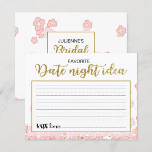 Date Night Ideeën   Roze en Gouden Glitter Bloemen Kaart