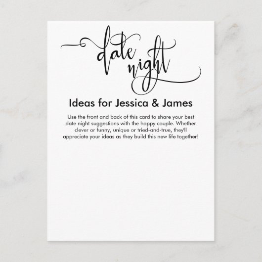 Date Night Ideeën & Suggesties Advies Kaart (Voorkant)
