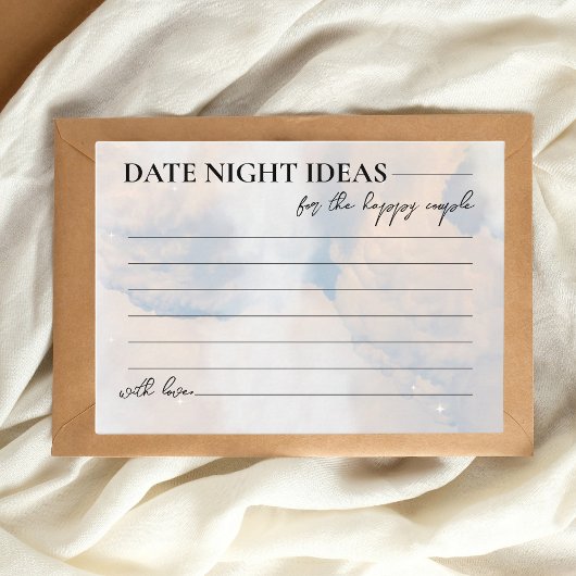 Date Night Ideeën Vrijgezellenfeest spel op cloud  Informatiekaartje