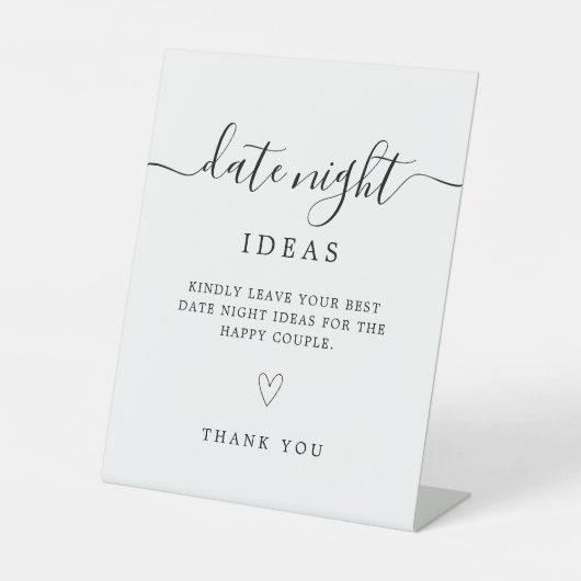 Date Night Kaarten | Vrijgezellenfeest spel Sjablo Reclamebord Met Voetstuk (Voorkant)