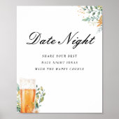 Date Night Love is Brewing Vrijgezellenfeest Sign Poster (Voorkant)