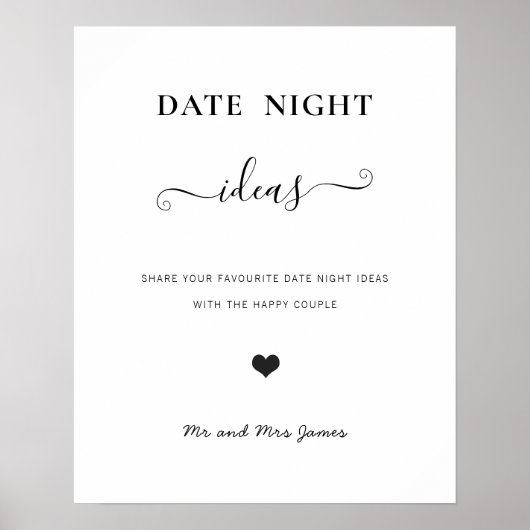 Date Night Pot Sign Huwelijksadvies Bruiloft Moder Poster (Voorkant)