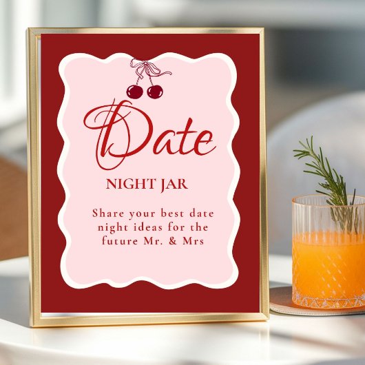 Date Night valentine Bruidscadeausalon bruiloft Bo Poster