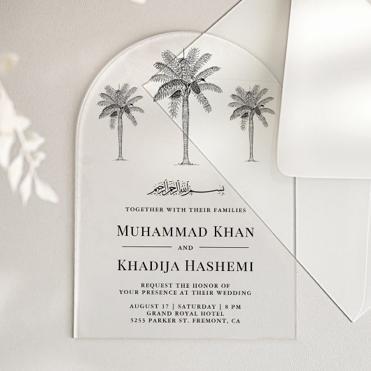 Date Palm Trees Islamic Muslim Wedding Acryl Uitnodigingen