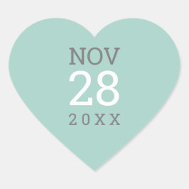 DATE STACK eenvoudig modern type pastel grijs munt Hart Sticker