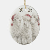 Dated Angora Goat  Trio Santa Hat Christmas Keramisch Ornament (Rechts)